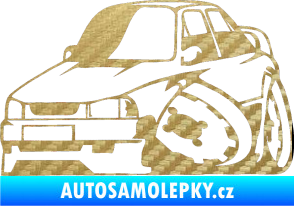 Samolepka Škoda 130 karikatura levá 3D karbon zlatý