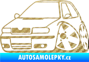 Samolepka Škoda Felicia karikatura levá 3D karbon zlatý