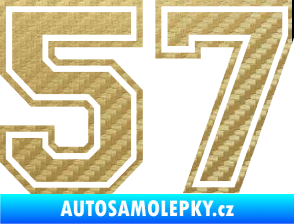Samolepka Startovní číslo 57 typ 4 3D karbon zlatý
