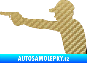 Samolepka Střelec silueta 001 levá 3D karbon zlatý