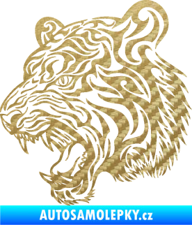 Samolepka Tygr 007 levá 3D karbon zlatý