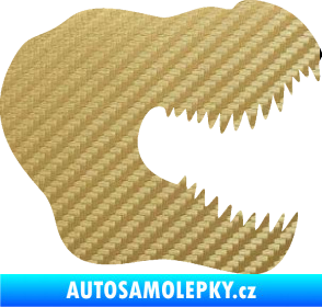 Samolepka Tyrannosaurus Rex lebka 001 pravá 3D karbon zlatý