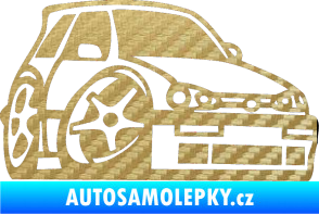 Samolepka VW Golf 3 karikatura pravá 3D karbon zlatý