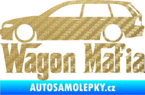 Samolepka Wagon Mafia 002 nápis s autem 3D karbon zlatý