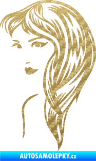 Samolepka Žena tvář 001 levá 3D karbon zlatý