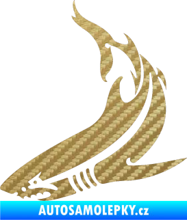 Samolepka Žralok 005 levá 3D karbon zlatý