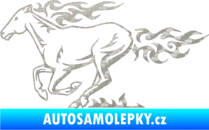 Samolepka Animal flames 004 levá kůň 3D karbon stříbrný