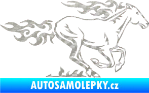 Samolepka Animal flames 004 pravá kůň 3D karbon stříbrný