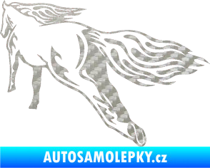 Samolepka Animal flames 009 levá kůň 3D karbon stříbrný