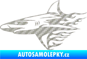 Samolepka Animal flames 031 levá žralok 3D karbon stříbrný