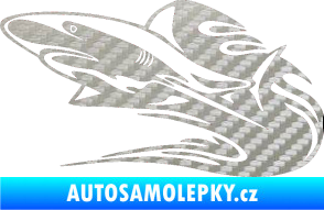 Samolepka Animal flames 037 levá žralok 3D karbon stříbrný