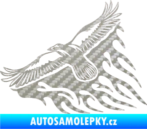 Samolepka Animal flames 091 levá letící orel 3D karbon stříbrný