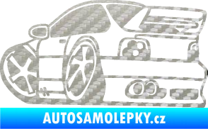 Samolepka BMW e46 karikatura levá 3D karbon stříbrný
