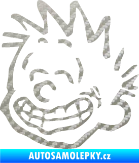 Samolepka Boy s úsměvem levá 3D karbon stříbrný
