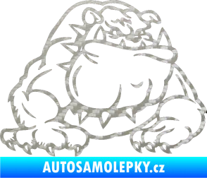 Samolepka Buldog 001 pravá pes 3D karbon stříbrný