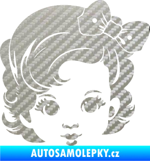 Samolepka Dítě v autě 110 pravá holčička s mašlí 3D karbon stříbrný