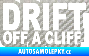 Samolepka Drift off a cliff 3D karbon stříbrný