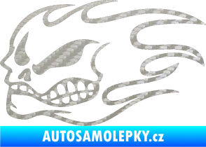 Samolepka Head - lebka - levá 3D karbon stříbrný