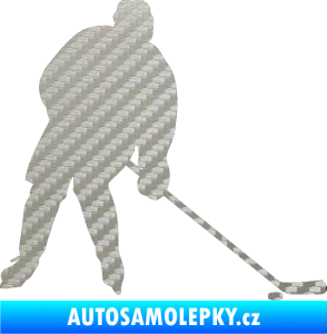 Samolepka Hokejista 005 pravá 3D karbon stříbrný