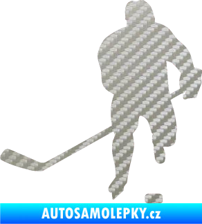 Samolepka Hokejista 008 levá 3D karbon stříbrný