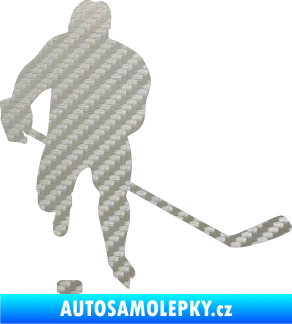 Samolepka Hokejista 008 pravá 3D karbon stříbrný