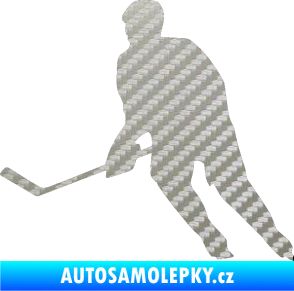 Samolepka Hokejista 013 levá 3D karbon stříbrný