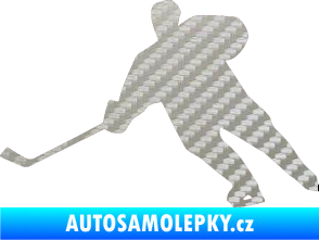 Samolepka Hokejista 014 levá 3D karbon stříbrný