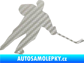 Samolepka Hokejista 014 pravá 3D karbon stříbrný