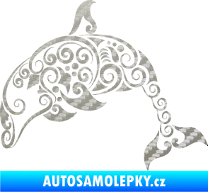 Samolepka Interiér 015 levá delfín 3D karbon stříbrný