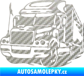 Samolepka Kamion 002 levá nákladní auto 3D karbon stříbrný