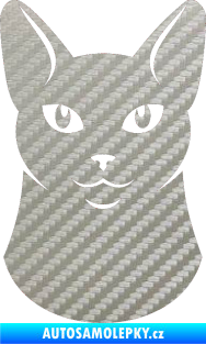 Samolepka Kočka 005 levá 3D karbon stříbrný
