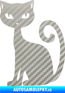 Samolepka Kočka 009 levá 3D karbon stříbrný