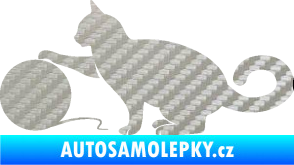 Samolepka Kočka 011 levá 3D karbon stříbrný