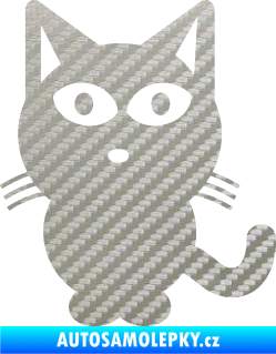 Samolepka Kočka 034 levá 3D karbon stříbrný