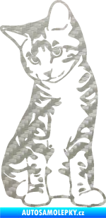 Samolepka Koťátko 006 levá 3D karbon stříbrný