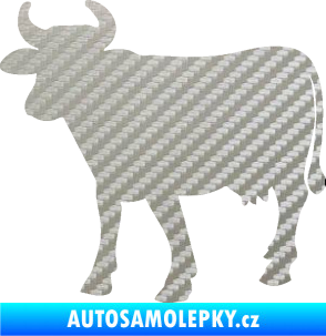 Samolepka Kráva 002 levá 3D karbon stříbrný