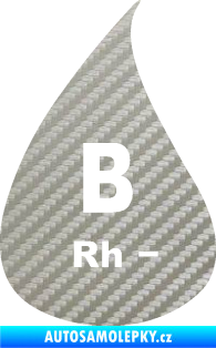 Samolepka Krevní skupina B Rh- kapka 3D karbon stříbrný