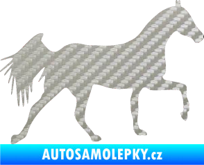 Samolepka Kůň 001 pravá 3D karbon stříbrný