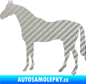 Samolepka Kůň 004 levá 3D karbon stříbrný
