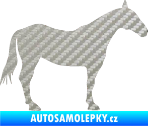 Samolepka Kůň 005 pravá 3D karbon stříbrný