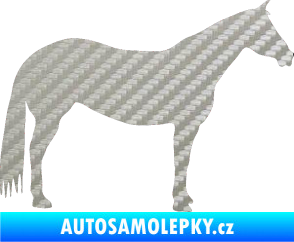 Samolepka Kůň 007 pravá 3D karbon stříbrný