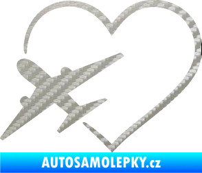 Samolepka Láska k létání 001 levá 3D karbon stříbrný