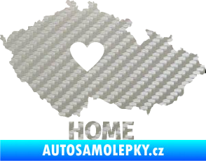 Samolepka Mapa České republiky 004 home 3D karbon stříbrný