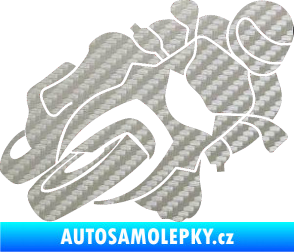 Samolepka Motorka 001 pravá silniční motorky 3D karbon stříbrný