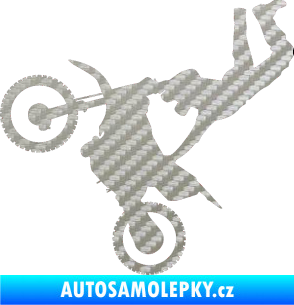 Samolepka Motorka 008 levá motokros freestyle 3D karbon stříbrný