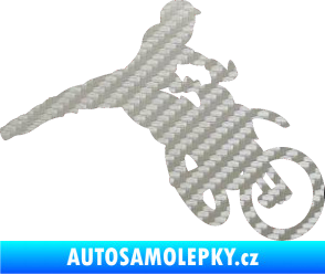 Samolepka Motorka 030 pravá motokros 3D karbon stříbrný