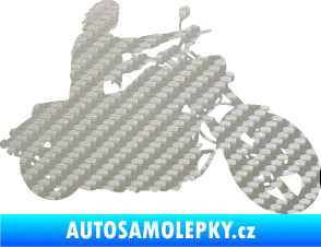 Samolepka Motorka 050 pravá 3D karbon stříbrný