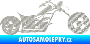 Samolepka Motorka chopper 001 pravá 3D karbon stříbrný
