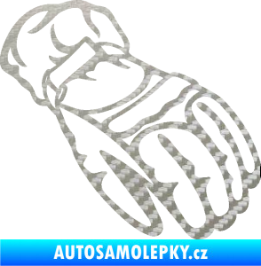 Samolepka Motorkářské rukavice 003 pravá 3D karbon stříbrný