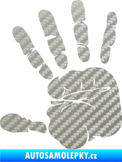 Samolepka Otisk ruky levá 3D karbon stříbrný